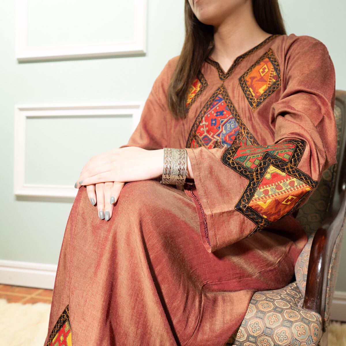 USA VINTAGE FLOWER DESIGN METALWORK DESIGN METAL BANGLE/アメリカ古着お花デザインメタルワークバングル_画像7