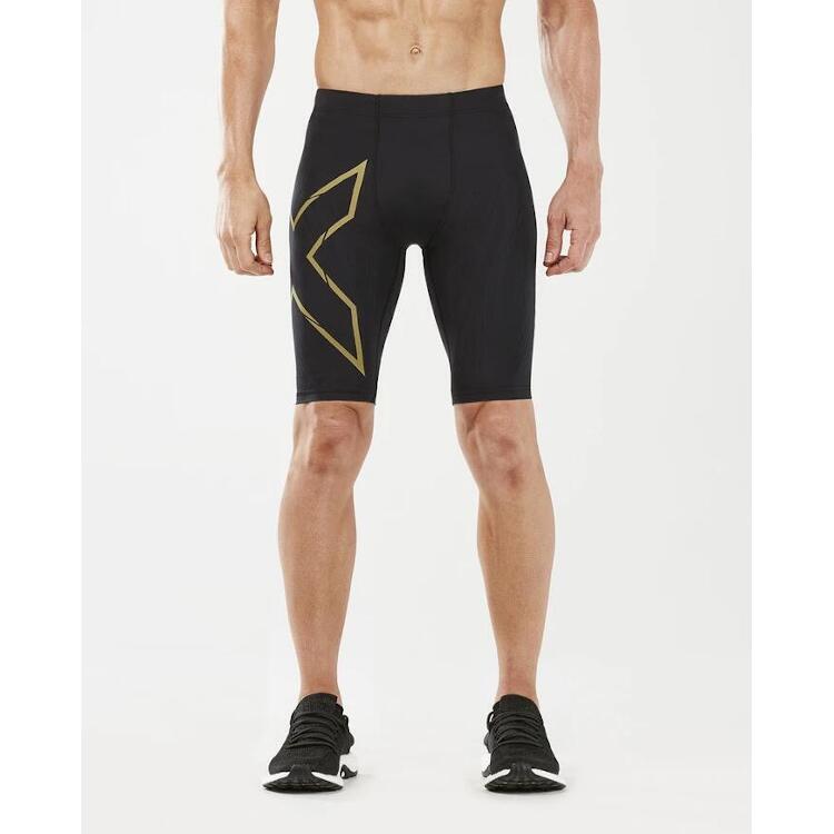 ツータイムズユー 2XU MCS ラン コンプレッション ショートタイツ(メンズ) M ブラック×ゴールドリフレクティブ #MA5331B-BLKGRF 未使用