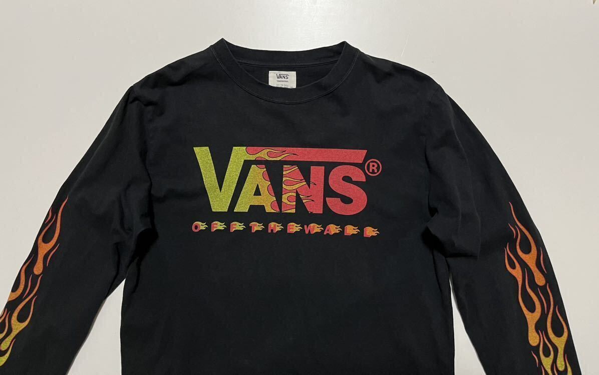 注目■CVTVLIST■大人気 ファイヤーロゴ 長袖Tシャツ 国内発送 VANS ファイヤーパターン フレイム ロゴプリント ロングTシャツ