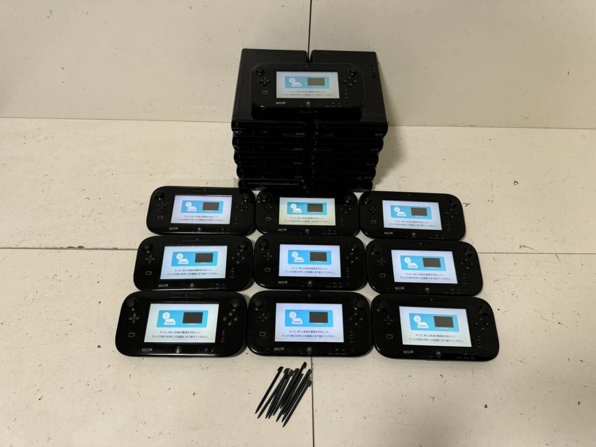 【任天堂 Wiiu 20台/10セット】本体 クロ WUP-101×10/ゲームパッド WUP-010×10/タッチペン×10【簡易チェック/初期化済み】バッテリー