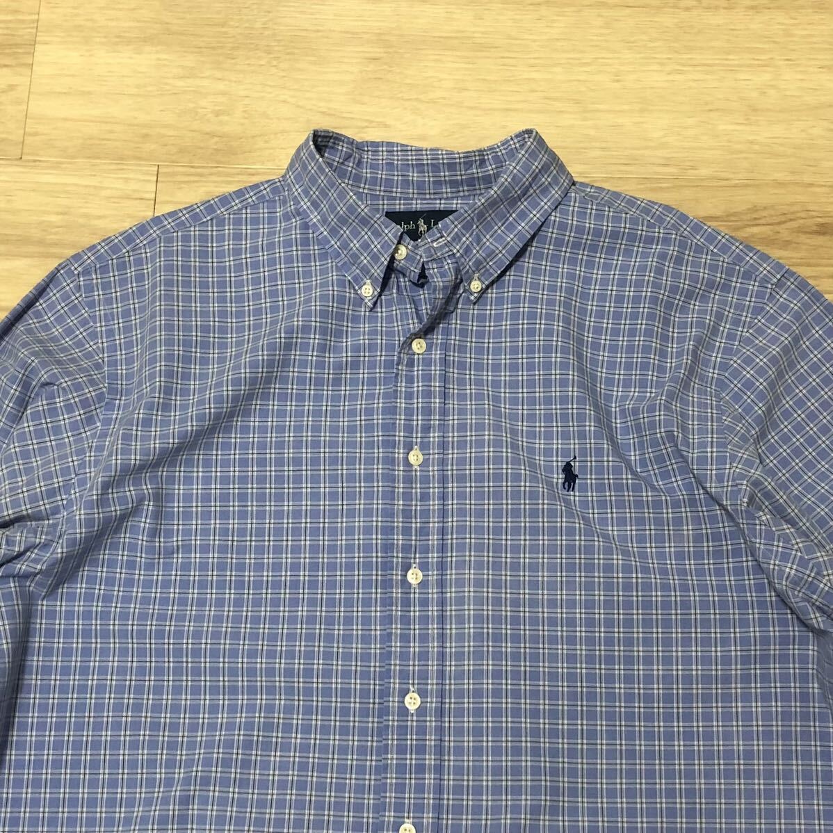 RALPH LAUREN 長袖シャツ 青チェック柄 メンズ18サイズ ラルフ RALPH LAUREN 長袖シャツ 青チェック柄 メンズ18サイズ ラルフ