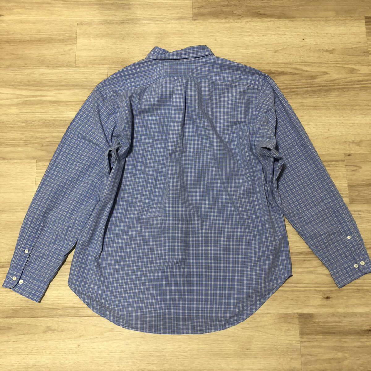 RALPH LAUREN 長袖シャツ 青チェック柄 メンズ18サイズ ラルフ RALPH LAUREN 長袖シャツ 青チェック柄 メンズ18サイズ ラルフ