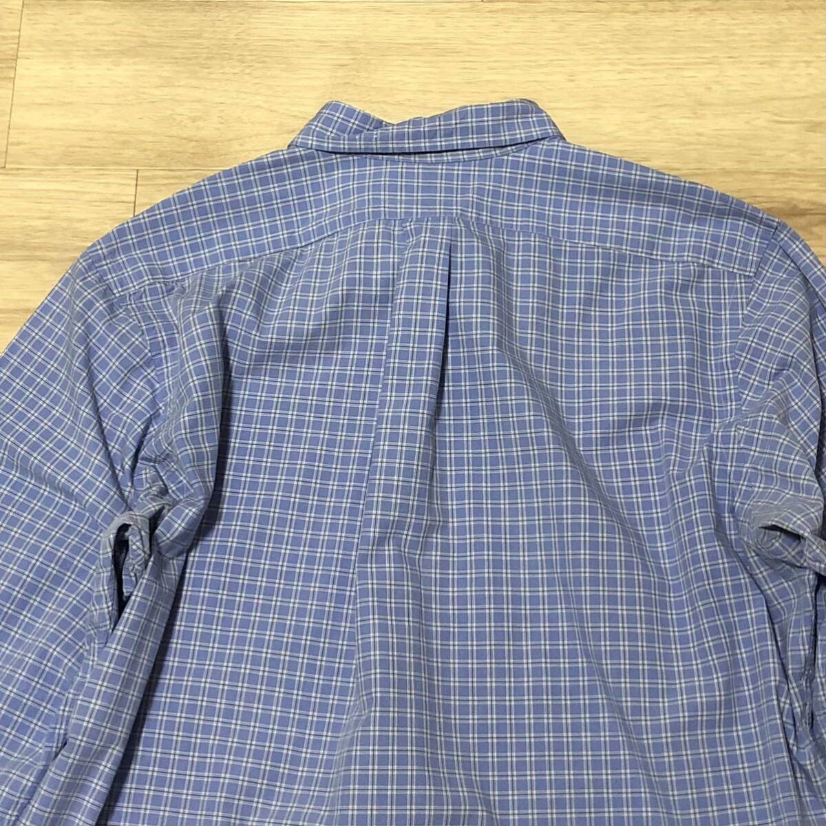RALPH LAUREN 長袖シャツ 青チェック柄 メンズ18サイズ ラルフ RALPH LAUREN 長袖シャツ 青チェック柄 メンズ18サイズ ラルフ