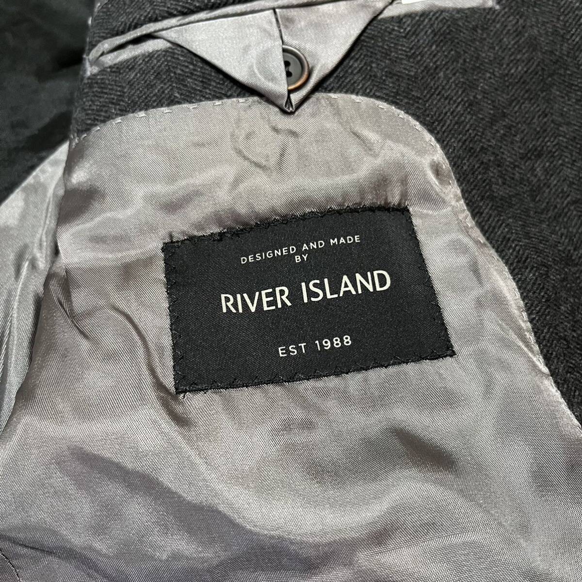 RIVER ISLAND(li балка Islay ndo) шерсть tailored jacket угольно-серый L одиночный 2Bnochi гонг peru джентльмен Британия бренд 