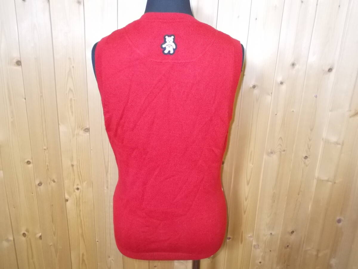 b254◆Callaway ニットベスト◆サイズM 赤色 熊/星柄 241-261834 キャロウェイ Vネックベスト レディース ゴルフエア 送料360円 6I_画像5