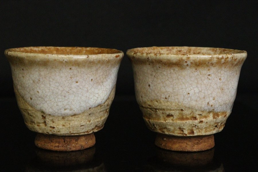 TB526萩窯 泉流山 吉賀大雅堂 吉賀大眉 煎茶碗 5客 陶印有/萩焼 TB526萩窯 泉流山 吉賀大雅堂 吉賀大眉 煎茶碗 5客 陶印有/萩焼