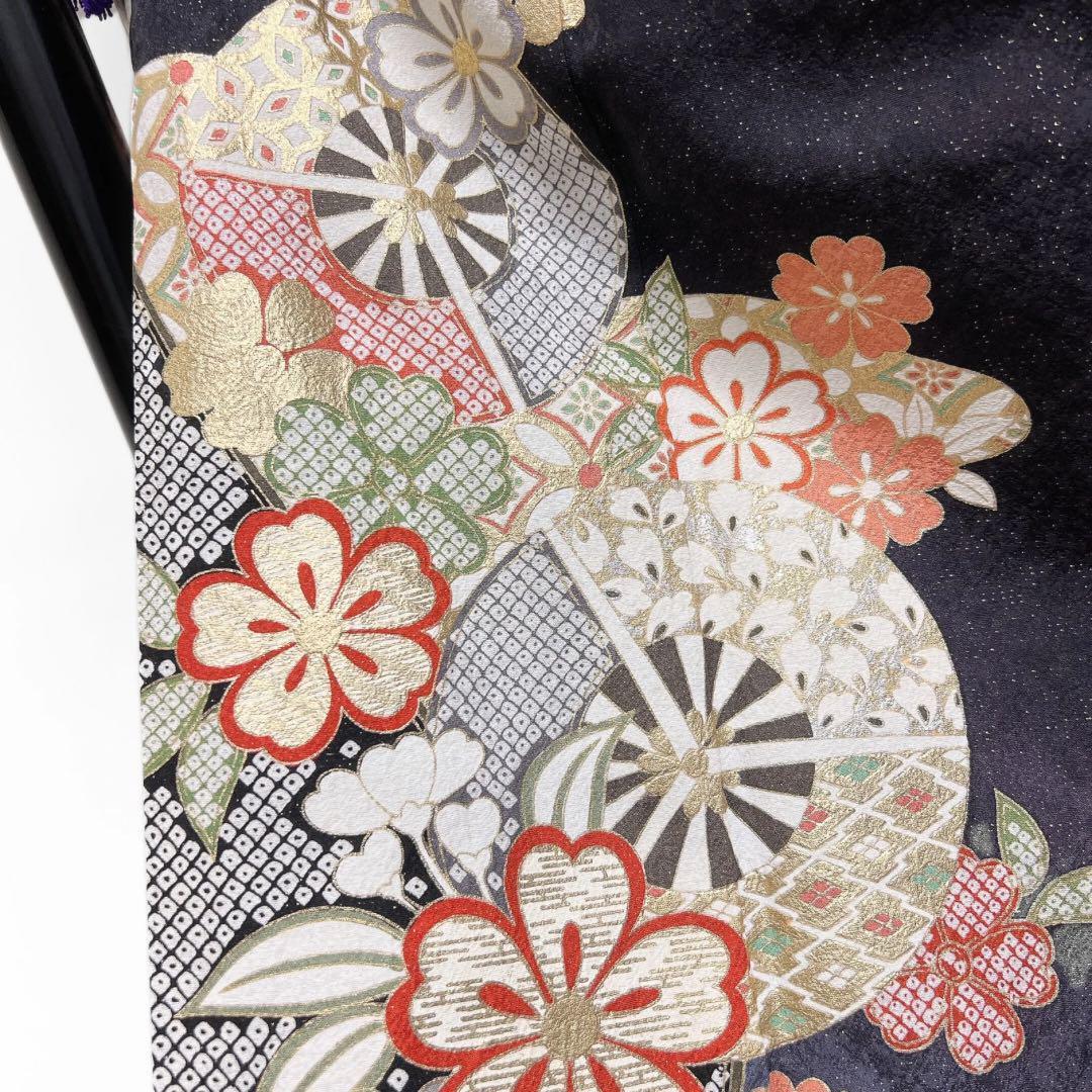振袖 桜 金通し 金彩 車輪 黒 晴れの日 成人式 卒業式 着物 082w d 振袖桜金通し金彩車輪黒晴れの日成人式卒業式着物082w d