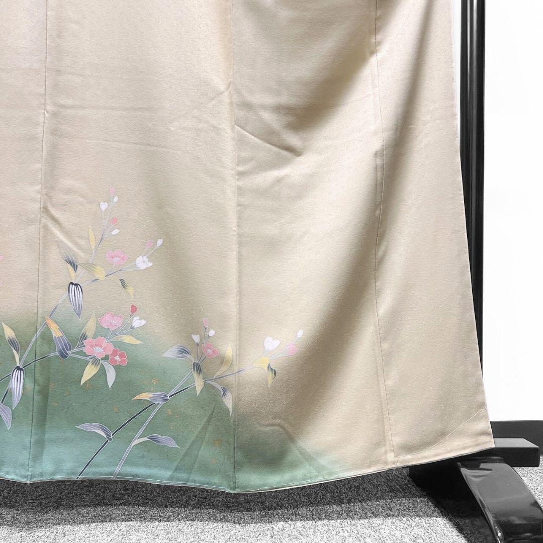 京加賀友禅付け下げ花模様リーフ模様着物073w p 京加賀友禅付け下げ花模様リーフ模様着物073w p
