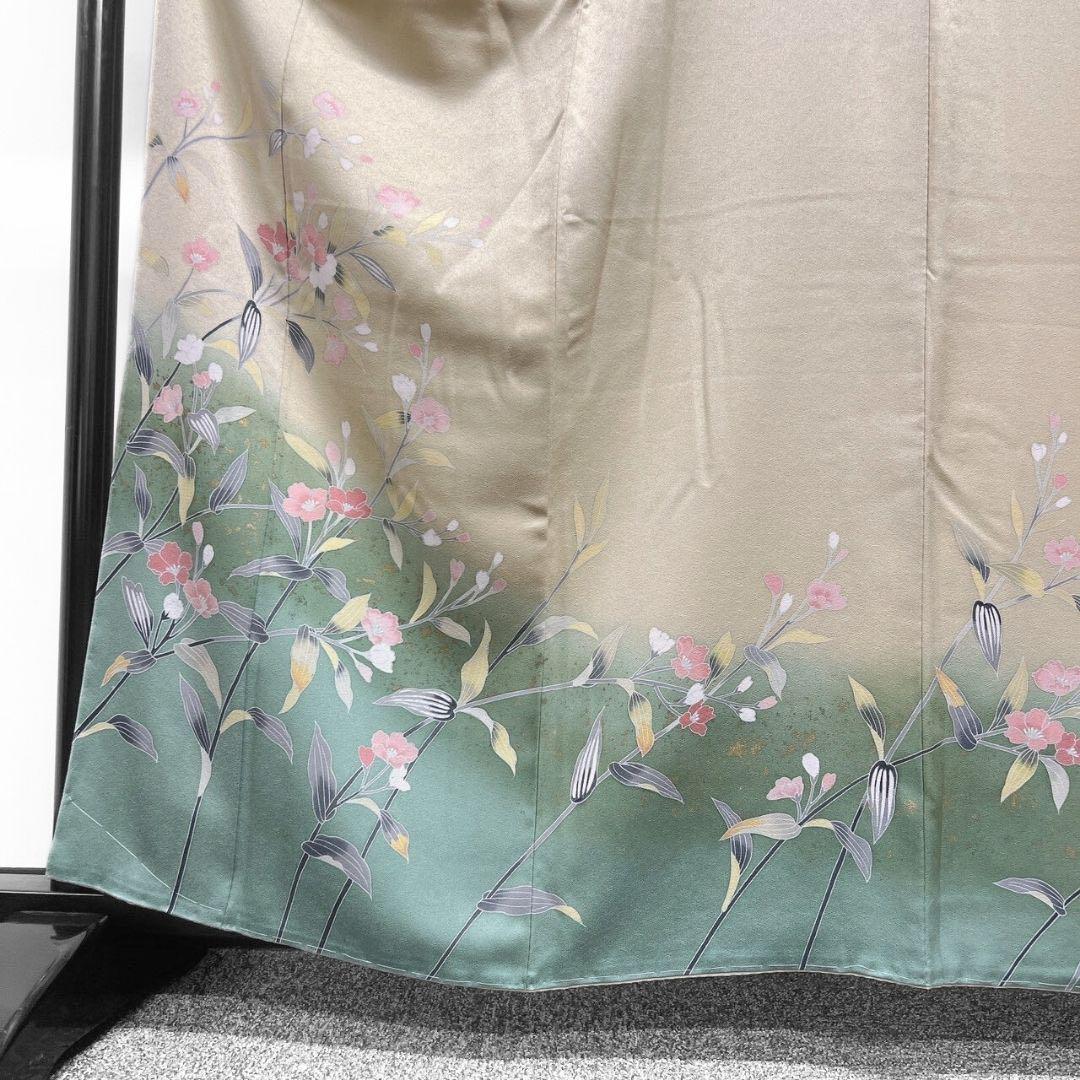 京加賀友禅付け下げ花模様リーフ模様着物073w p 京加賀友禅付け下げ花模様リーフ模様着物073w p