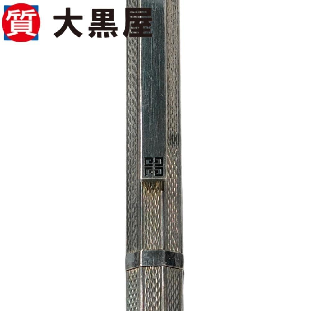 【大黒屋82】GIVENCHY ジバンシィ ジバンシー ボールペン ツイスト式 文房具 筆記用具 ロゴ入り シルバー 八角形 ブランド 筆記確認済み_画像2