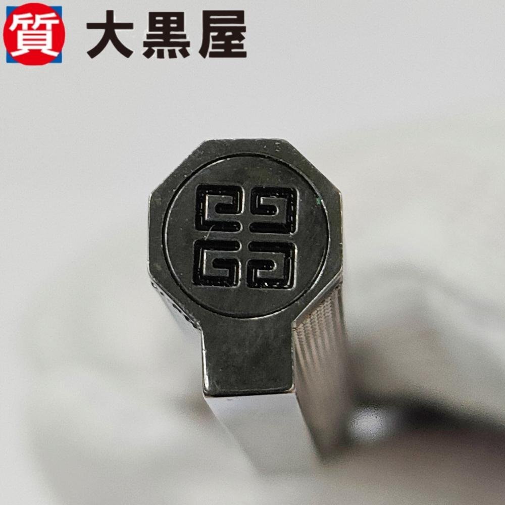 【大黒屋82】GIVENCHY ジバンシィ ジバンシー ボールペン ツイスト式 文房具 筆記用具 ロゴ入り シルバー 八角形 ブランド 筆記確認済み_画像5