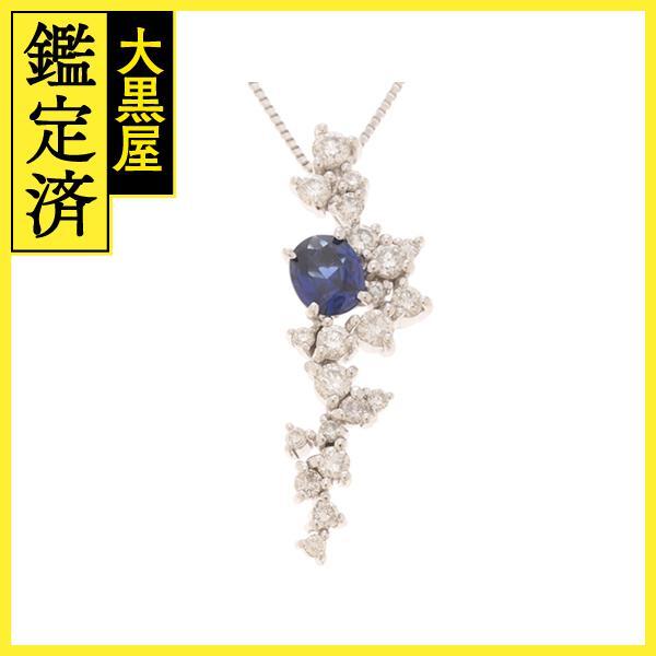 JEWELRY　ノンブランド　貴金属・宝石　ネックレス　K18ホワイトゴールド　サファイヤ0.50ct/ダイヤモンド0.40ct　4.0g