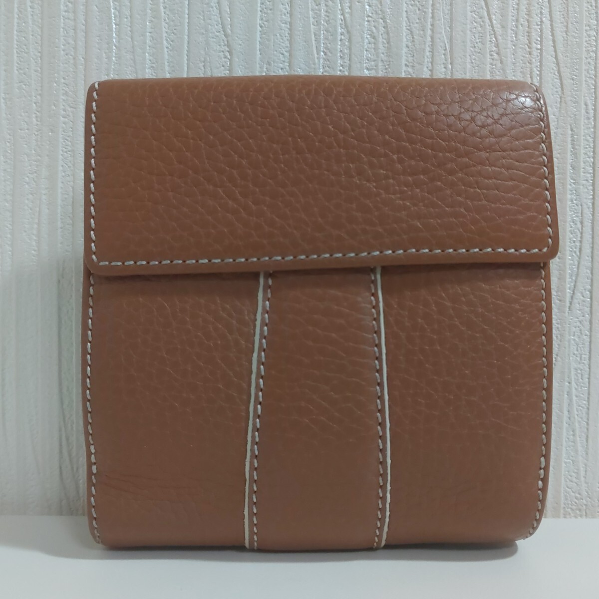 ロエベ ベルトフラップ Wホック財布 レザー ブラウン シルバー ロエベ ベルトフラップ Wホック財布 レザー ブラウン シルバー