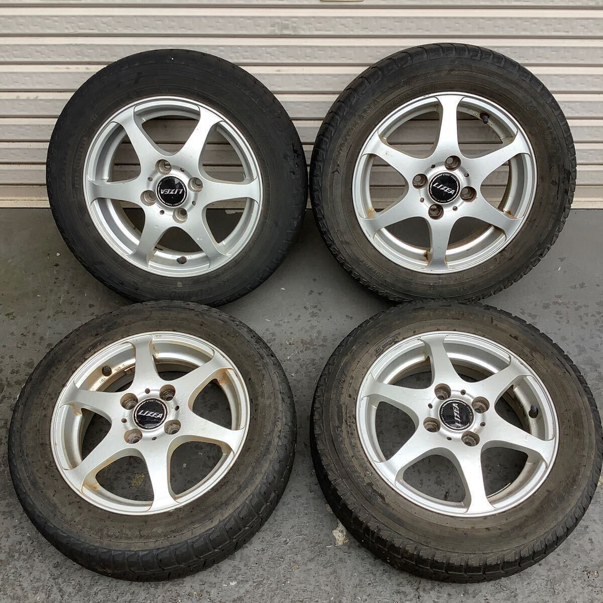 タイヤホイール4本セット LIZEA 13×4.5J ET42 タイヤ→YOKOHAMA ice GUARD 165/65R13 山なし　管番1989