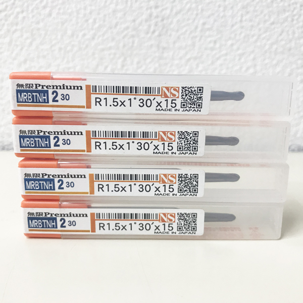 【未開封品】NS TOOL/日進工具 MRBTNH230 R1.5×1°30×15 4本set 無限コーティングプレミアム ロングテーパネック2枚刃ボールエンドミル