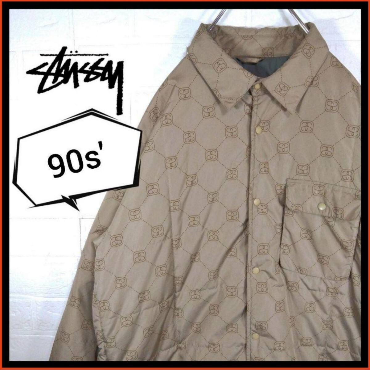 STUSSY】90s'紺タグ モノグラム 中綿 ナイロンジャケット|Yahoo STUSSY】90s'紺タグ モノグラム 中綿 ナイロンジャケット|Yahoo