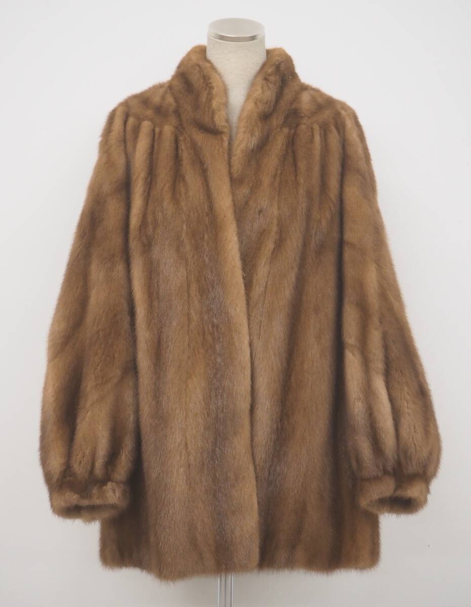 ■パステルミンク■ハーフコート■着丈74㎝■背中プリーツデザイン■