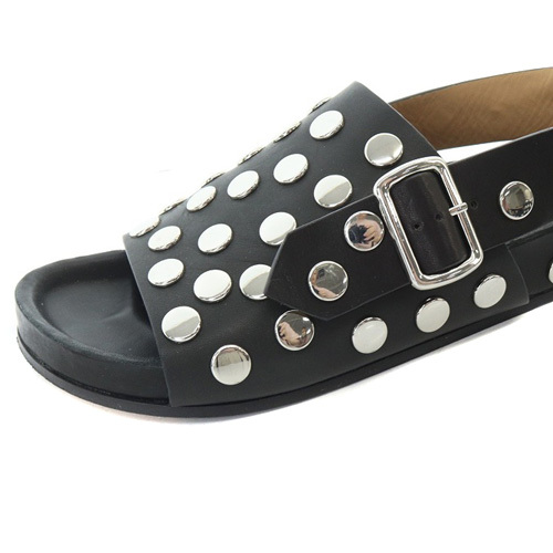  Jil Sander JIL SANDER navy studs Flat sandals strap 36 22.5cm black black /SR15 lady's 