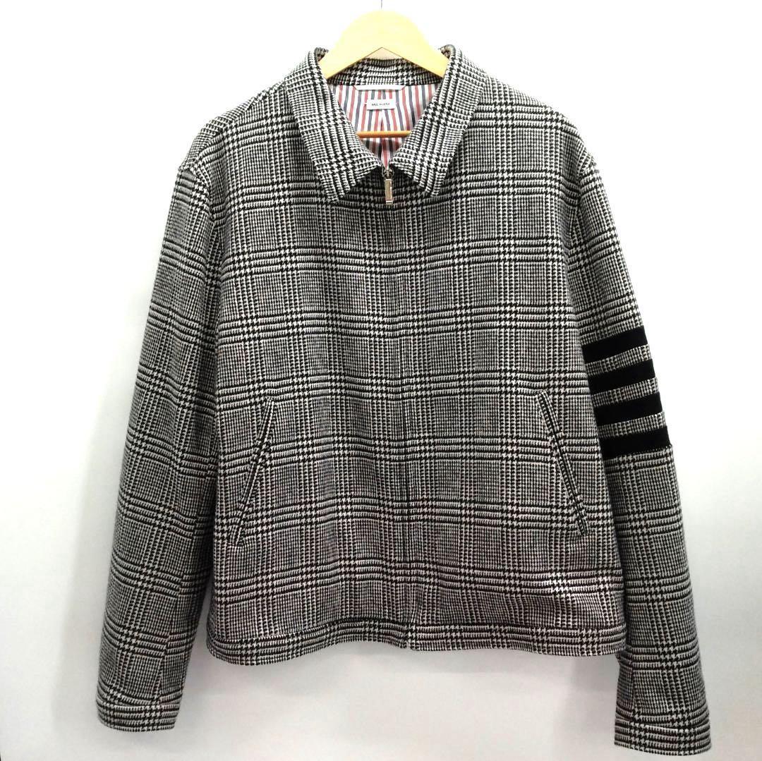 未使用保管品 トムブラウン THOM BROWNE ジップアップジャケット 千鳥格子柄 トリコロール ウール 4サイズ Lくらい ブルゾン