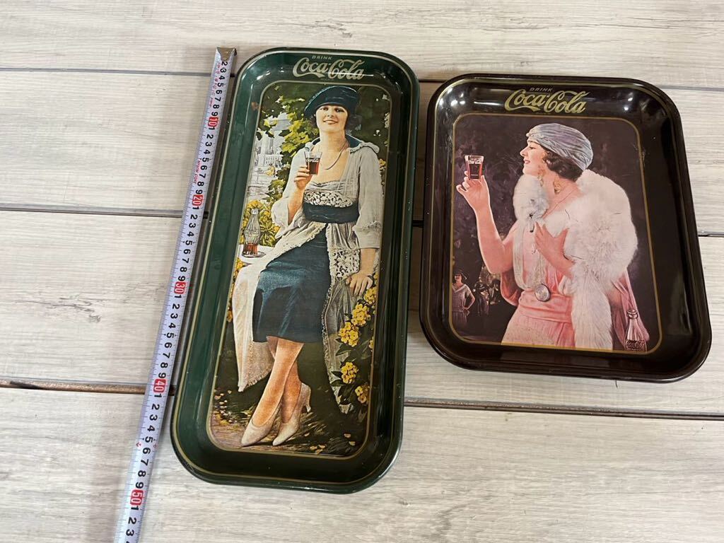 【昭和レトロ 】★コカコーラ ★ビンテージ ★トレイ ★お盆 ★金屬制★レトロ ★トレー ★當(dāng)時物 ★飾り★2つセット★