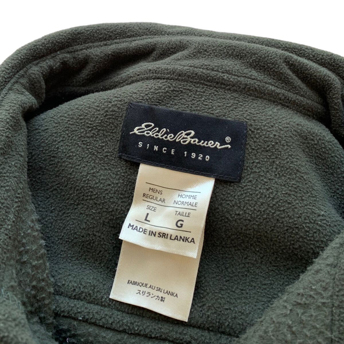 00's Eddie Bauer フリースシャツ ボックス型 カーキ L ビンテージ オールド エディーバウアー