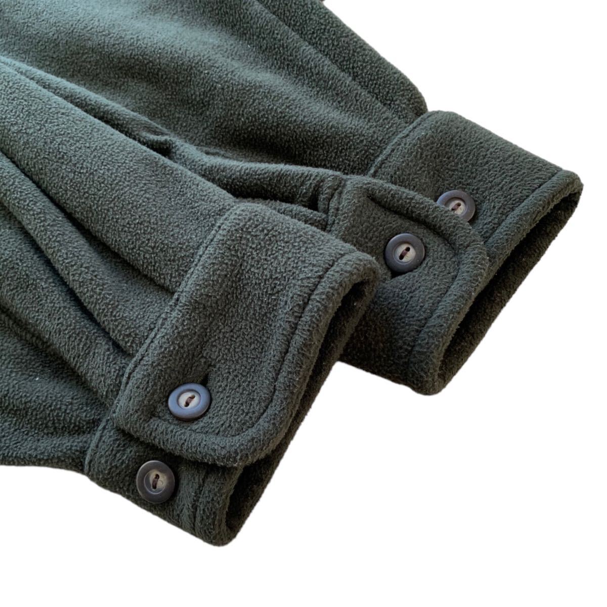00's Eddie Bauer フリースシャツ ボックス型 カーキ L ビンテージ オールド エディーバウアー