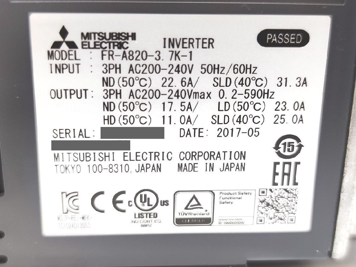 中古 三菱 MITSUBISHI FR-A820-3.7K-1 中古 三菱 MITSUBISHI FR-A820-3.7K-1