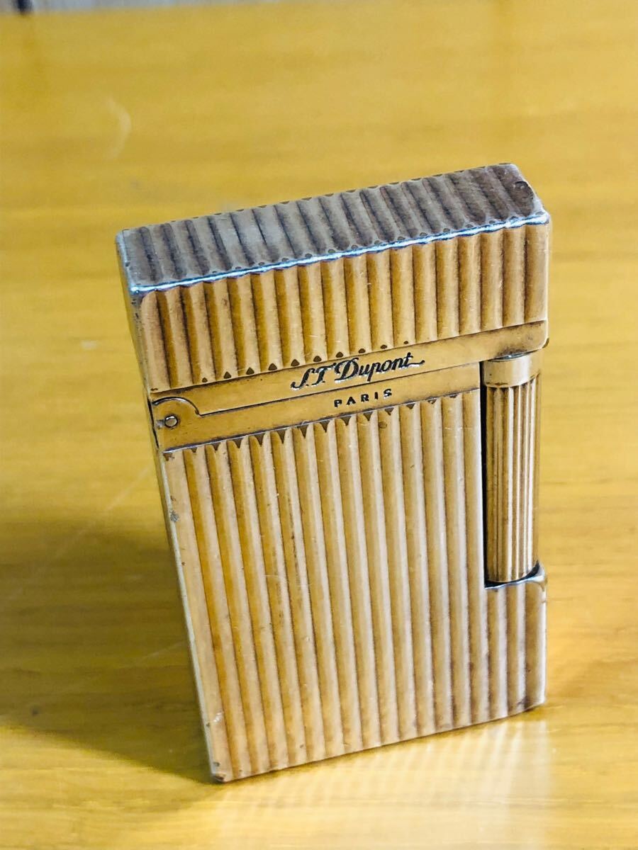 ◯ S.T. Dupont ライン2 line2 デュポン ガスライター　ヴァーティカルライン シルバー系 着火確認済み