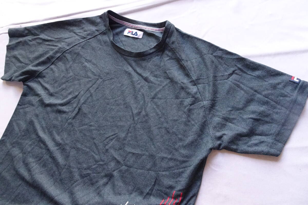 FILA/フィラ/Night Wear/半袖Tシャツ/パジャマトップス/格子織り柄生地/フロントロゴプリント/紺/ネイビー/Lサイズ(9/10R)