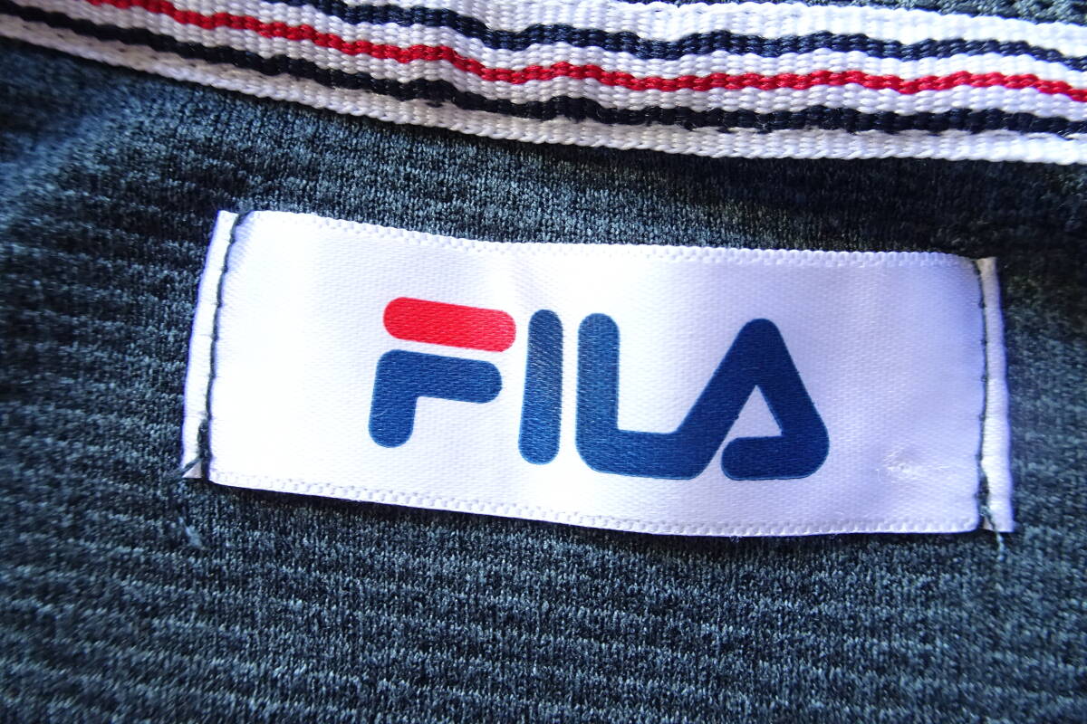 FILA/フィラ/Night Wear/半袖Tシャツ/パジャマトップス/格子織り柄生地/フロントロゴプリント/紺/ネイビー/Lサイズ(9/10R)