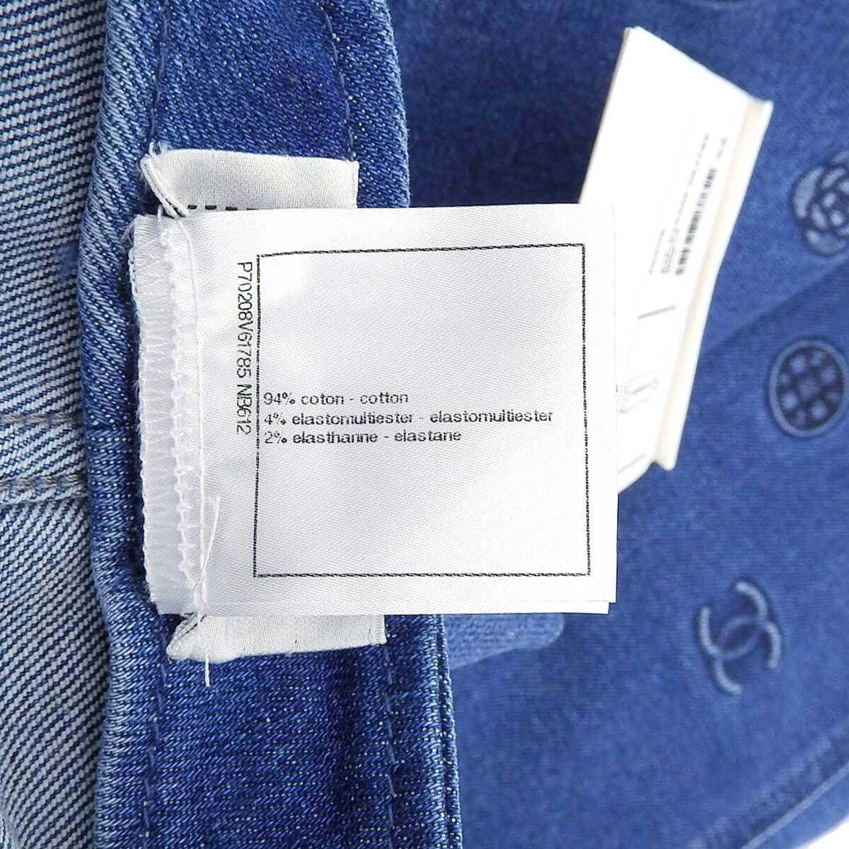  Chanel here Mark turtle rear embossment Denim pants P70208V61785 lady's blue CHANEL used [ apparel * small articles ]