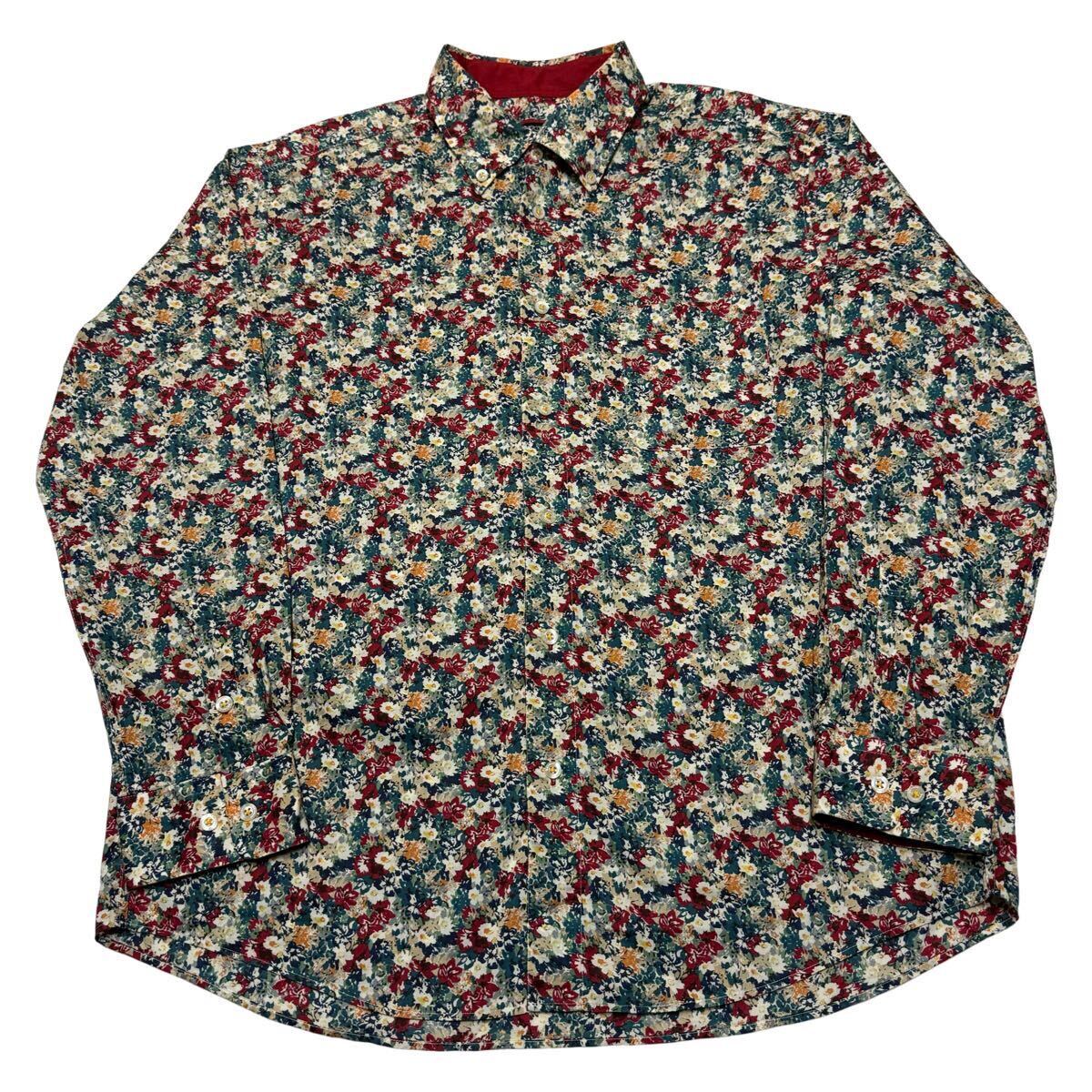 barassi MILANO バラシ ミラノ 長袖ボタンダウンシャツ 柄シャツ 総柄 花柄 50