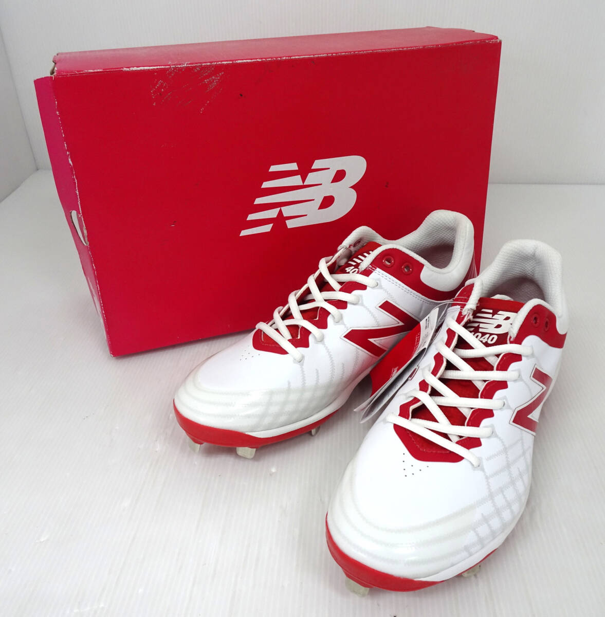 未使用品！ newbalance ニューバランス L4040JR5 野球スパイク 28cm 白/赤