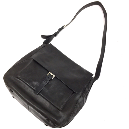 プラダ レザー ショルダーバッグ 斜めがけバッグ ブランドバッグ 鞄 イタリア製 ブラック系 黒系 PRADA QR095-349