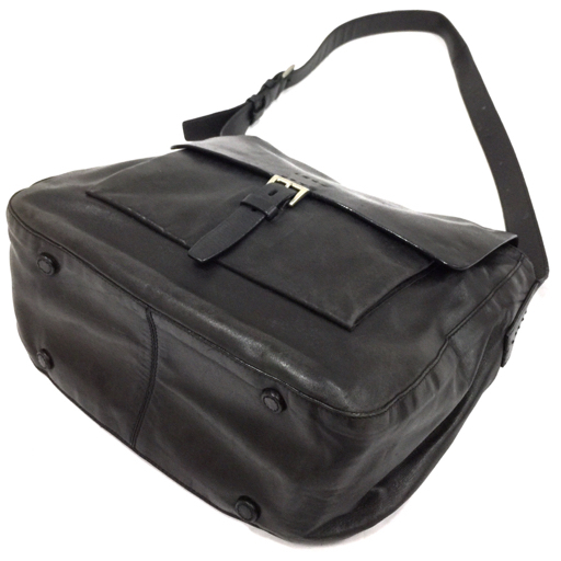 プラダ レザー ショルダーバッグ 斜めがけバッグ ブランドバッグ 鞄 イタリア製 ブラック系 黒系 PRADA QR095-349