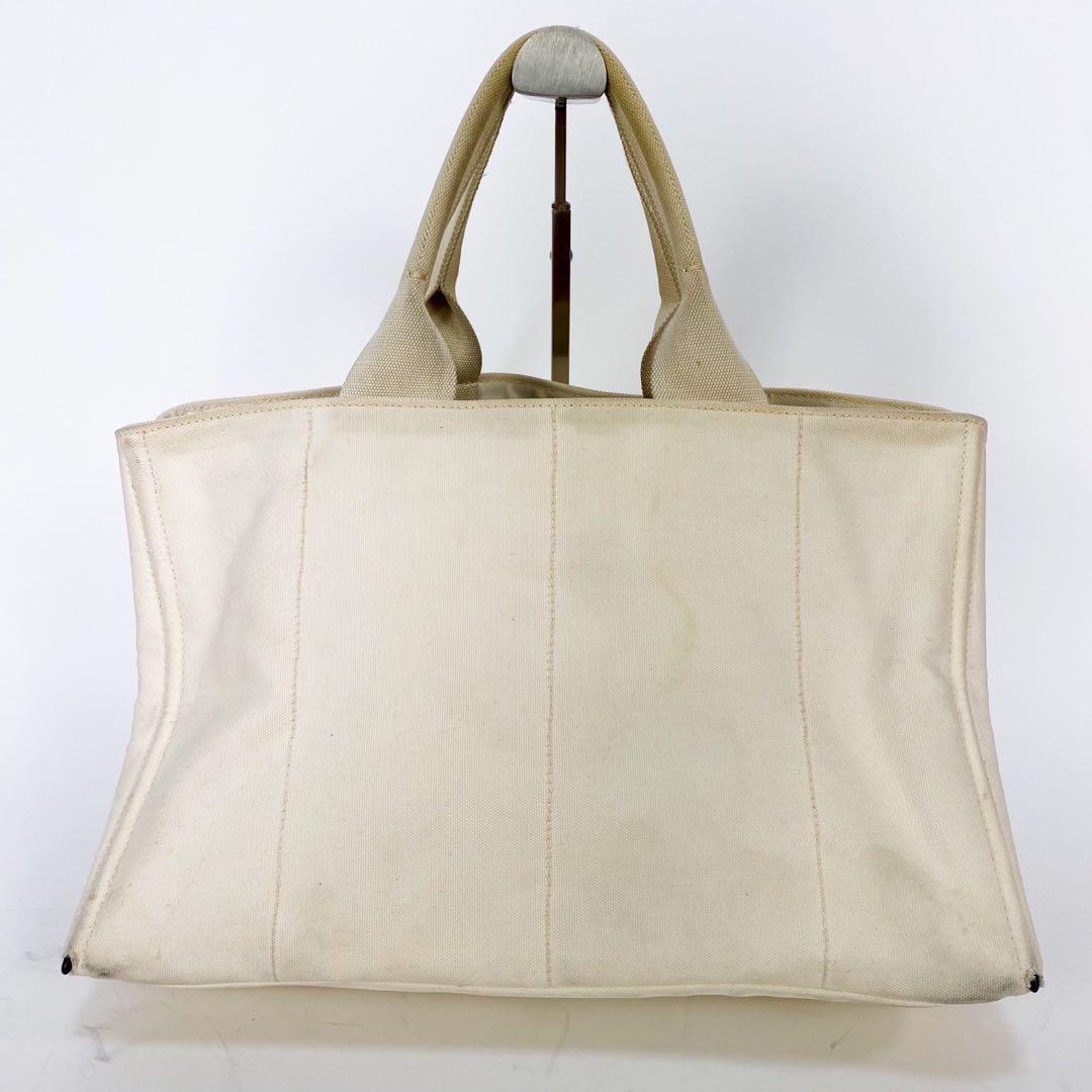 プラダカナパL キャンバストート大容量トートバッグアイボリー