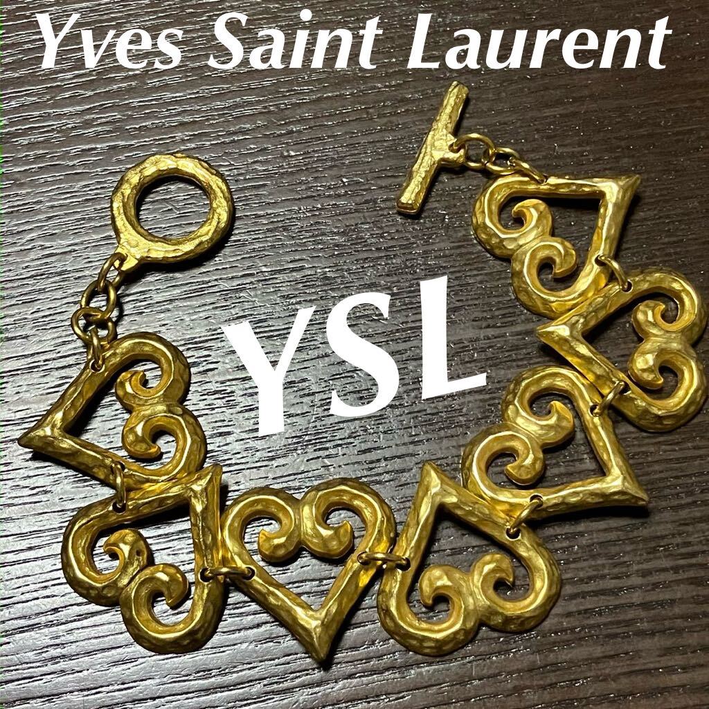 【超目玉枠】 m】 美品 イヴサンローラン YSL ハート デザイン ブレスレット アクセサリー
