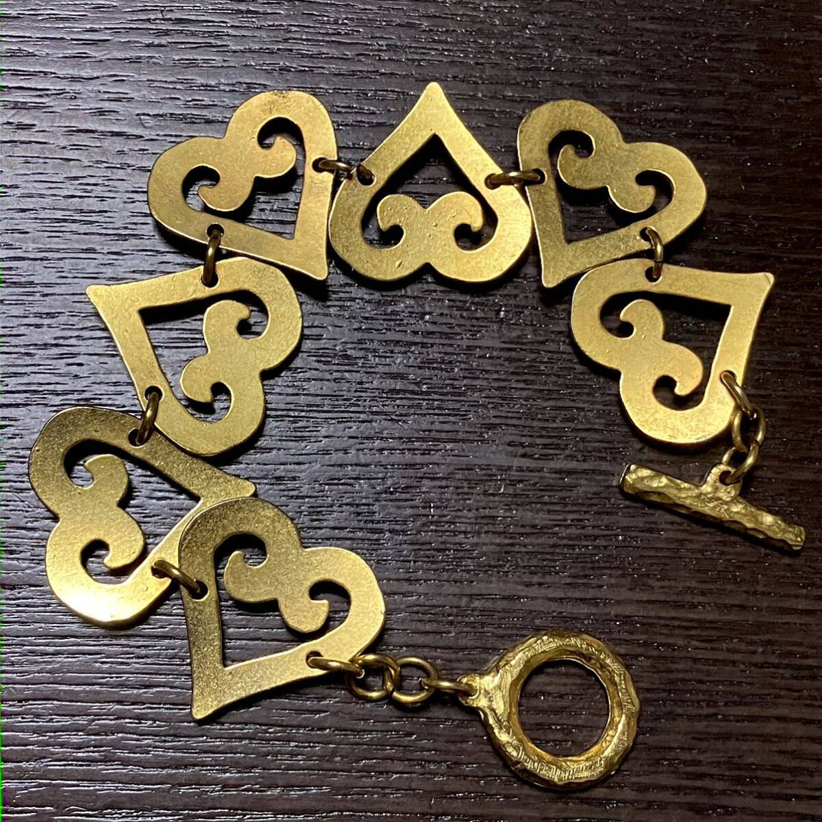 m】 美品 イヴサンローラン YSL ハート デザイン ブレスレット m】 美品 イヴサンローラン YSL ハート デザイン ブレスレット