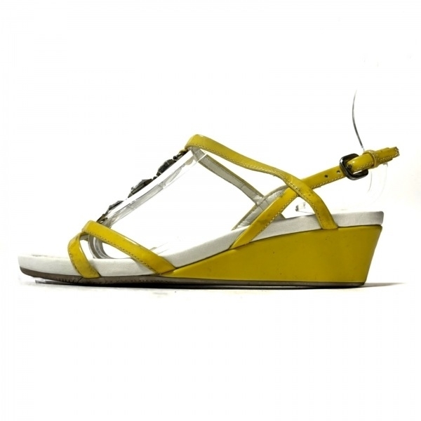 プラダスポーツ PRADA SPORT サンダル 36.5 - レザー ライトイエロー レディース ビジュー/ウェッジソール 靴
