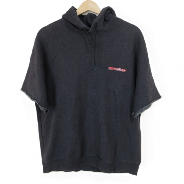 プラダスポーツ PRADA SPORT パーカー - ダークネイビー レディース 半袖/切りっぱなし加工 トップス