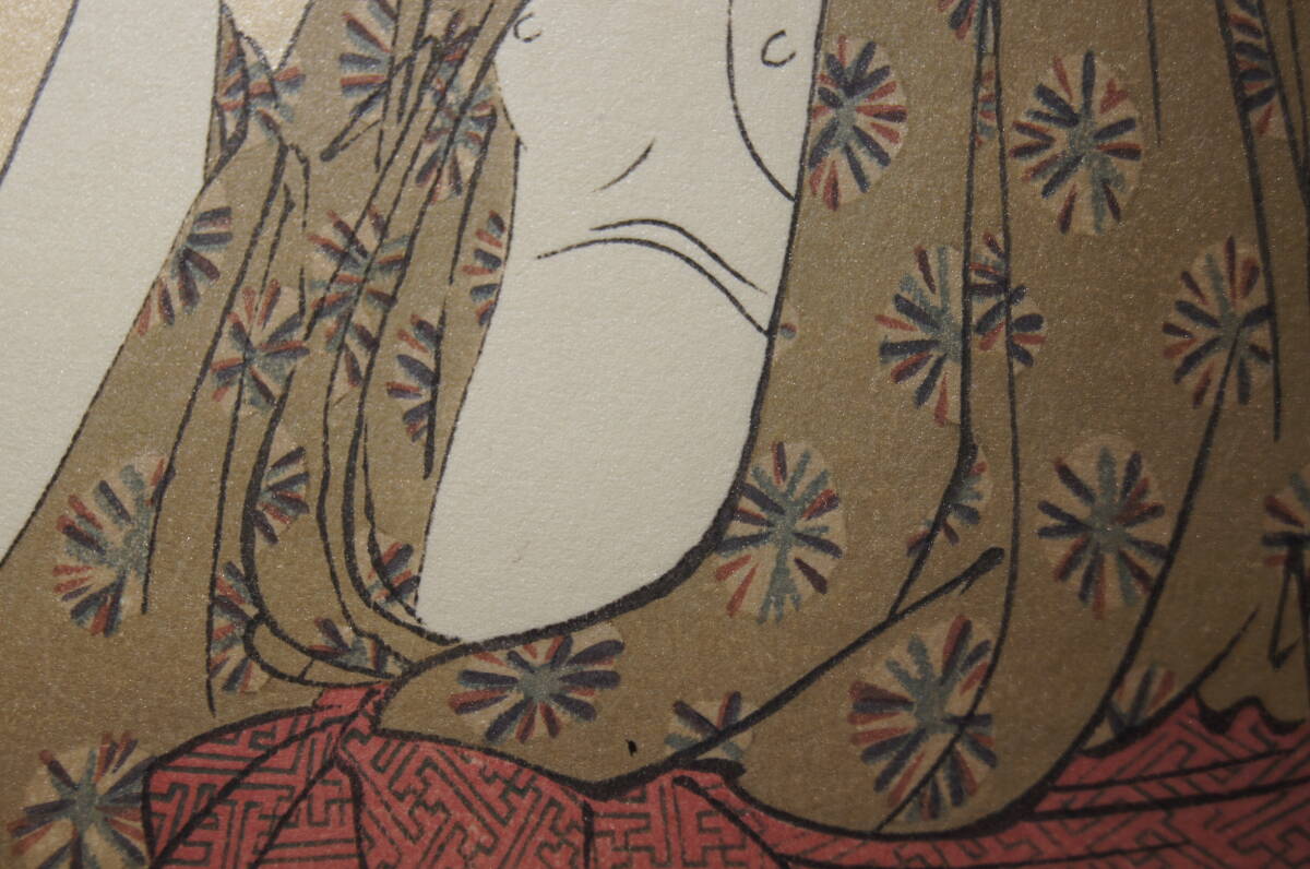 喜多川歌麿 木版画『婦人人相十品』 煙を吹く女 手摺 浮世絵 額 喜多川歌麿 木版画『婦人人相十品』 煙を吹く女 手摺 浮世絵 額