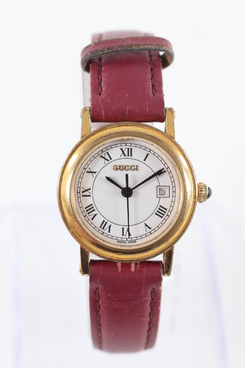 ★GUCCI グッチ 7200L クオーツ デイト レディース 腕時計 3986-TE