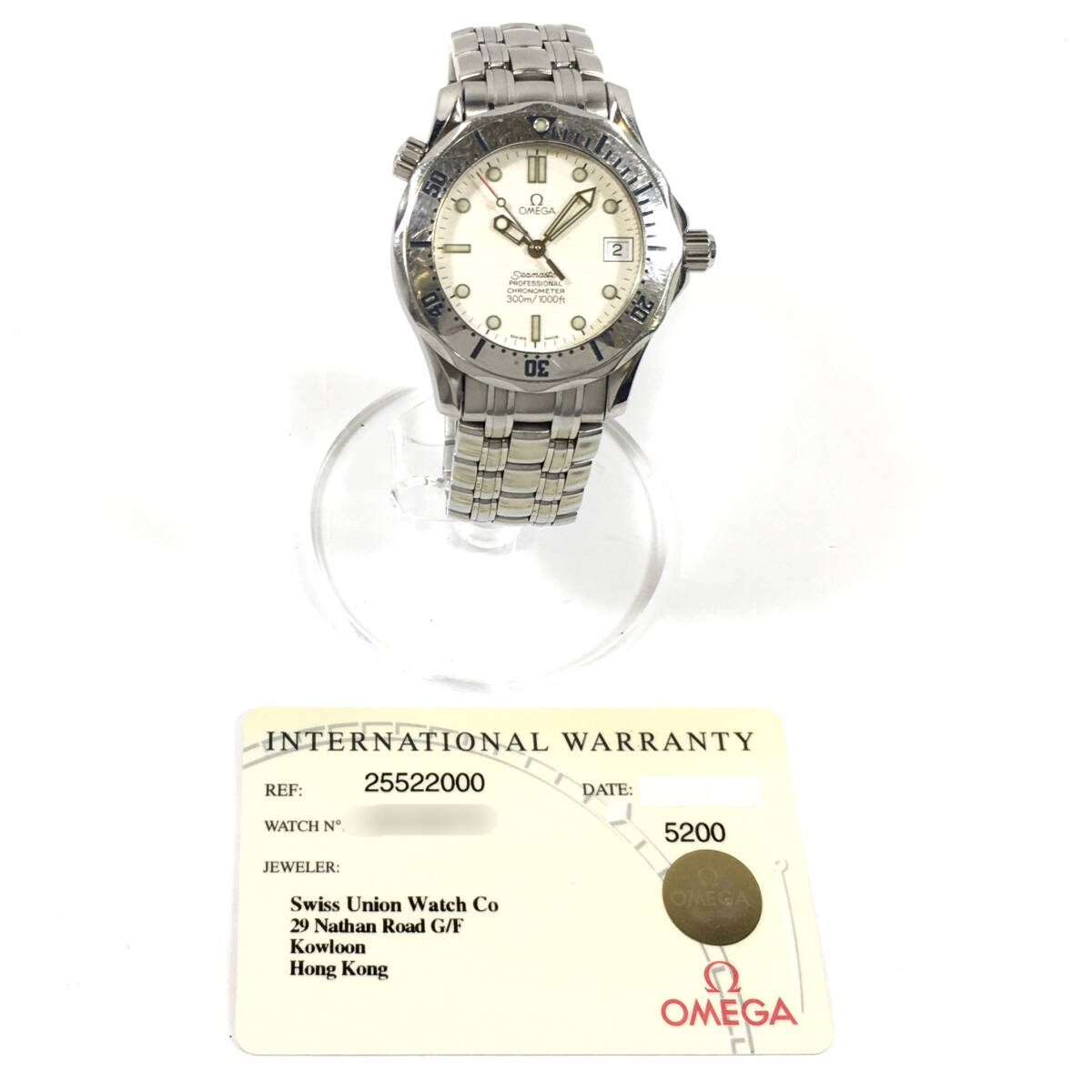 ＊OMEGA 2552.20.00 シーマスター プロフェッショナル クロノメーター AT 自動巻 デイト 腕時計 ホワイト文字盤 稼働品 オメガ ギャラ付き