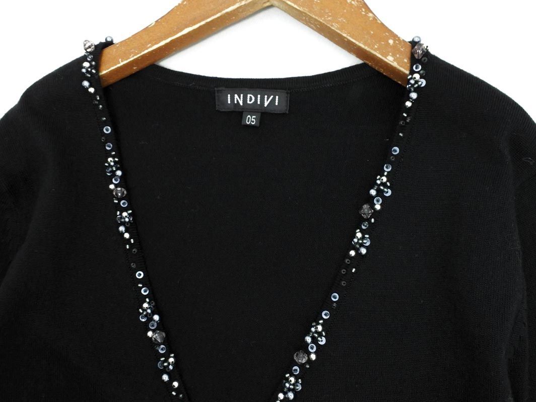 INDIVI インディヴィ ウール混 カーディガン size05/黒 ◇■ ☆ eib0 レディース
