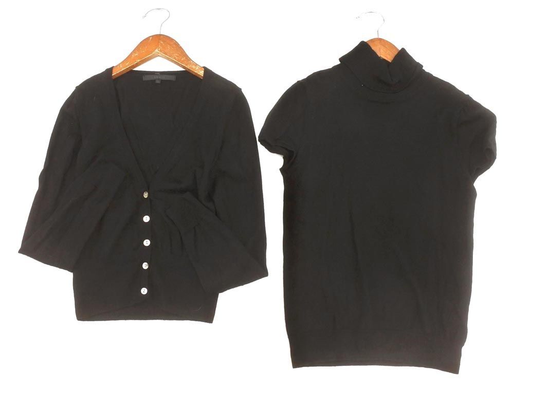ANAYI アナイ ウール100% アンサンブル カーディガン size38/黒 ◇■ ☆ eib0 レディース