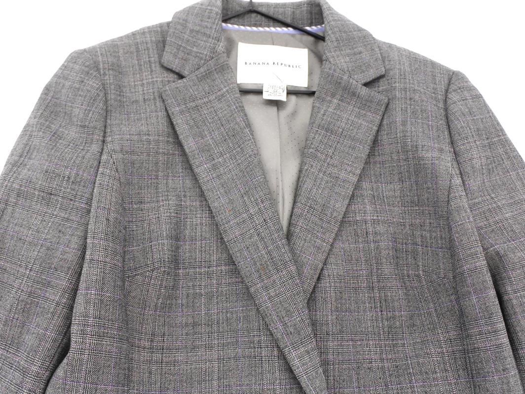 BANANA REPUBLIC バナナリパブリック チェック テーラード ジャケット size上0P 下2/グレー ◇■ ☆ eib1 レディース