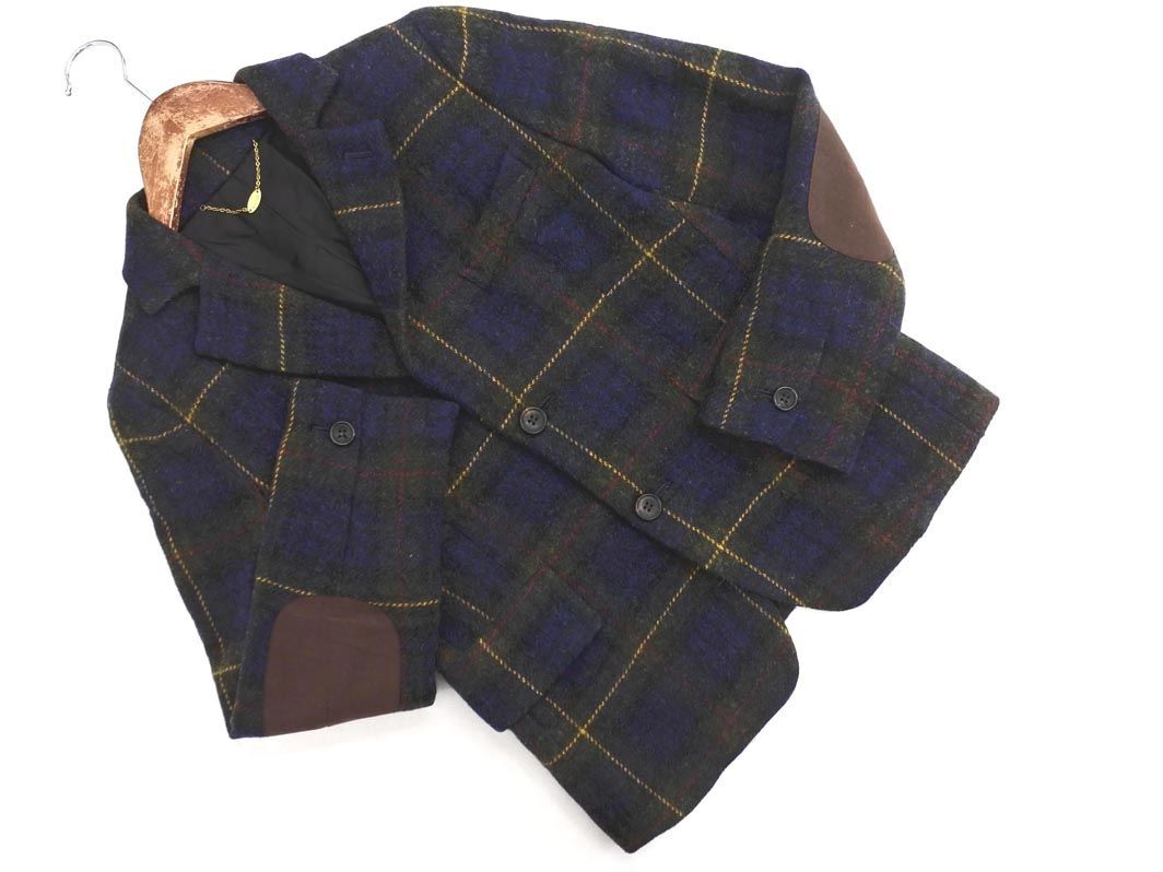 MACPHEE マカフィー トゥモローランド ウール100% チェック テーラード ジャケット size38/紺 ◇■ ☆ eib3 レディース