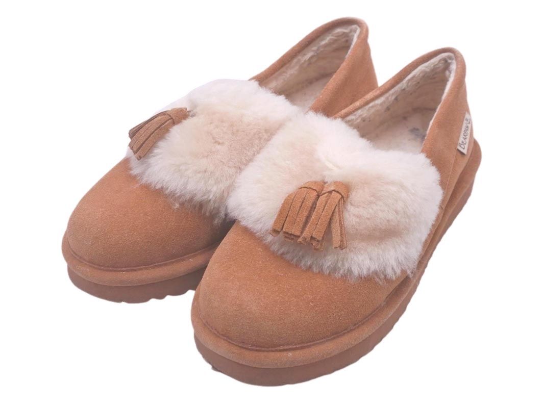 BEARPAW Bear pau кисточка мутон мокасины обувь size24/ чай *# * eib6 женский 