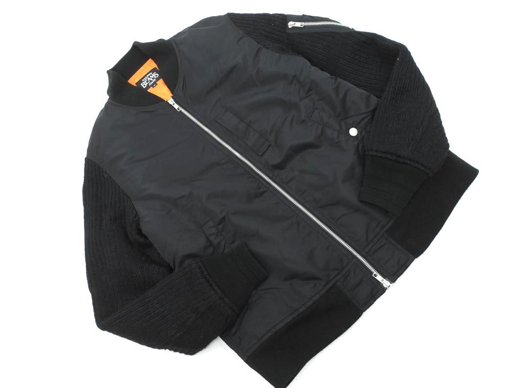 BEAMS ビームス ニットスリーブ フライト ジャケット sizeM/黒 ◇■ ☆ eib8 メンズ