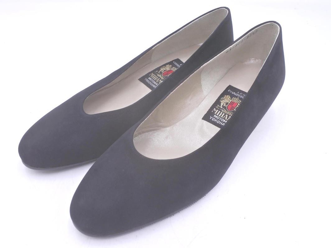 美品 MIHAMA ミハマ スウェード パンプス size23.5/黒 ◇■ ☆ eib6 レディース